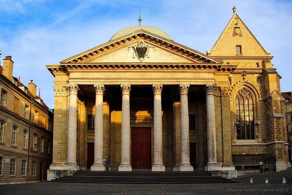 The columned neoclassical front of Saint-Pierre Cathedral