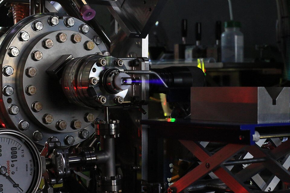 A particle accelerator component at CERN, bolted flanges and gauges in the lab