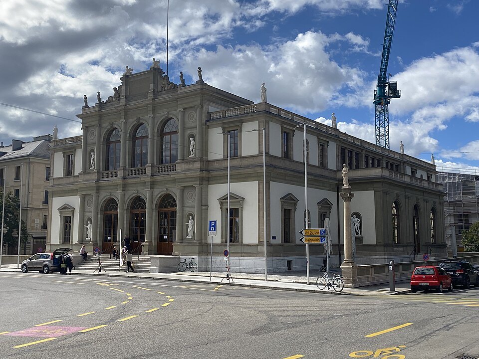 The Conservatory of Music on the Place de Neuve, a construction crane beyond